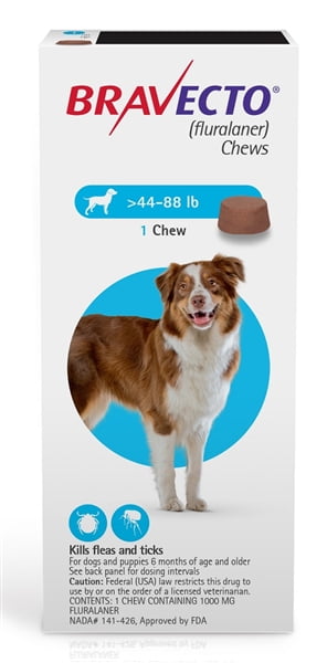 Bravecto Chews for Dogs, 44-88lbs, (Blue Box)
