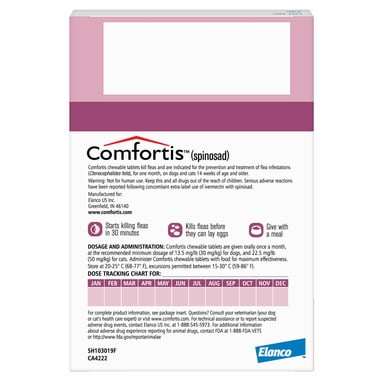 Comfortis Chewable Tablet for Dogs, 5-10 lbs & Cats 4.1-6 lbs, (Pink Box)